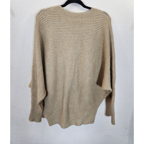 Unbranded Women M Sweater Beige Ribbed Knit Dolman Sleeve Oversized Batwing Boho - Picture 2 of 5